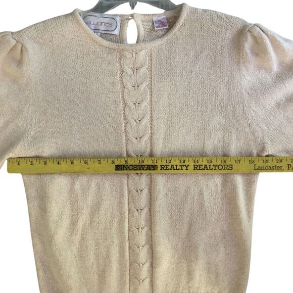 JJ Jones Silk Angora Wool Sweater Womens Sz M VTG Pastel Peach Feminine Romantic - Picture 10 of 12